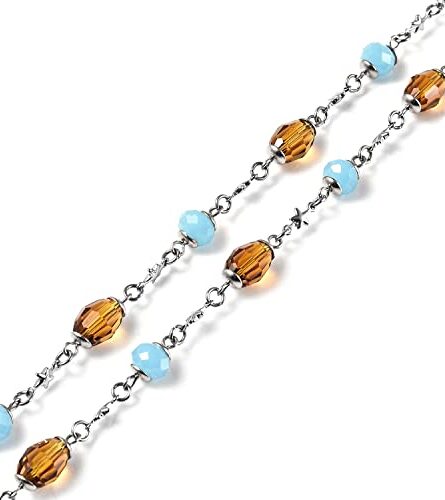 297 - Blue Jade & Citrine Beaded Necklace in Stainless Steel - Image 4