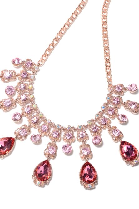 246 - Pink Austrian Crystal Drop Necklace - Image 2