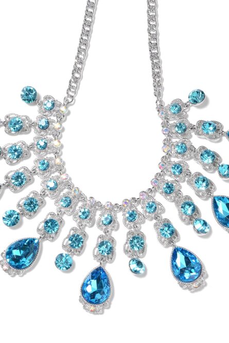 245 - Blue Simulated Quartz Drop Necklace - Image 2