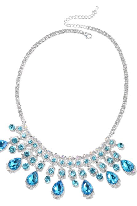 245 - Blue Simulated Quartz Drop Necklace - Image 1