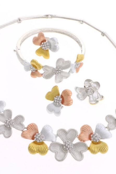 11 - Three-Tone Flower Jewelry Set - Image 2