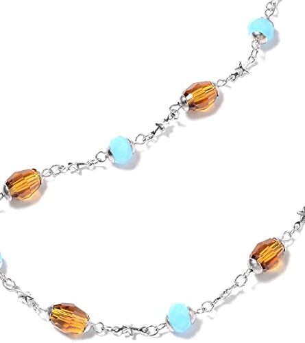 297 - Blue Jade & Citrine Beaded Necklace in Stainless Steel - Image 3