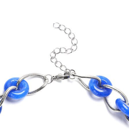 24 - Blue Burmese Jade Linked Disc Necklace - Image 3