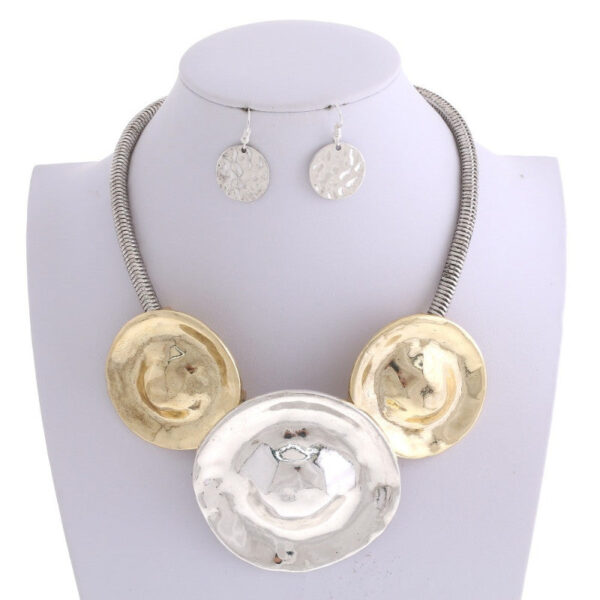 12 - Two Tone Gold and Silver Necklace & Earrings Set