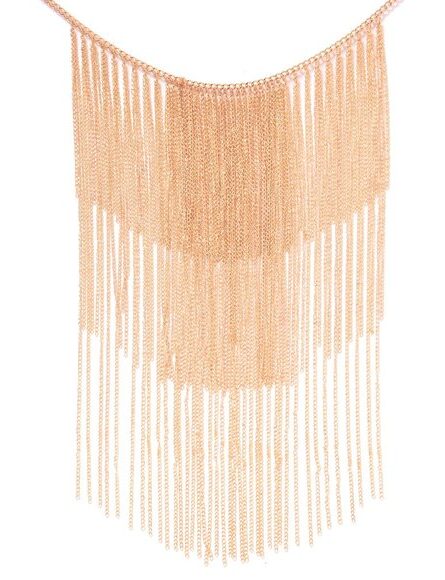 295 - Goldtone Fringe Bib Necklace - Image 1