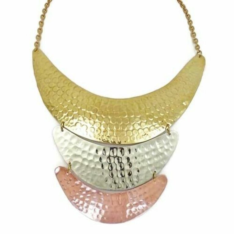 10 - Hammered Brass Three-Tone Statement Necklace