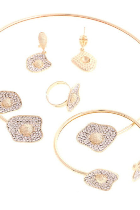 11 - Golden Harmony Floral Jewelry Set - 4-Piece Collection - Image 2