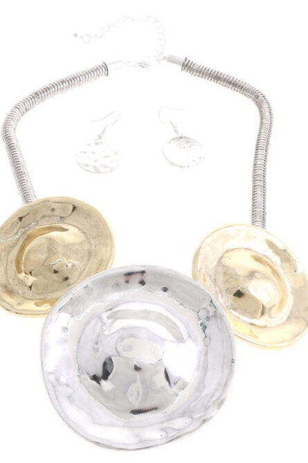 12 - Two Tone Gold and Silver Necklace & Earrings Set - Image 2