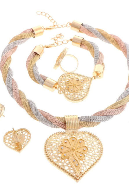 11 - Tricolor Elegance Heart Jewelry Set - Image 2