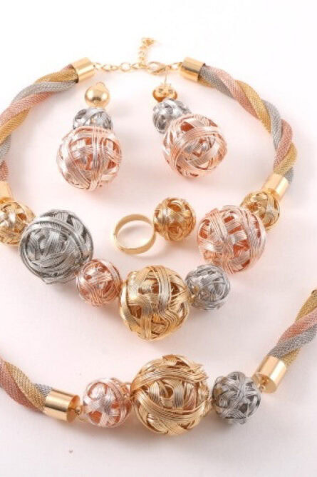 11 - Tricolor Orbit Statement Jewelry Set - Image 2