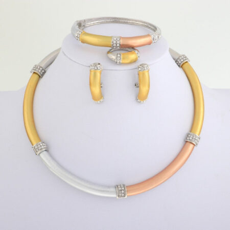 11 - Three-Tone Metal Jewelry Set for Women