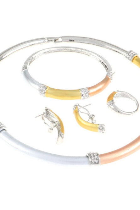 11 - Three-Tone Metal Jewelry Set for Women - Image 2