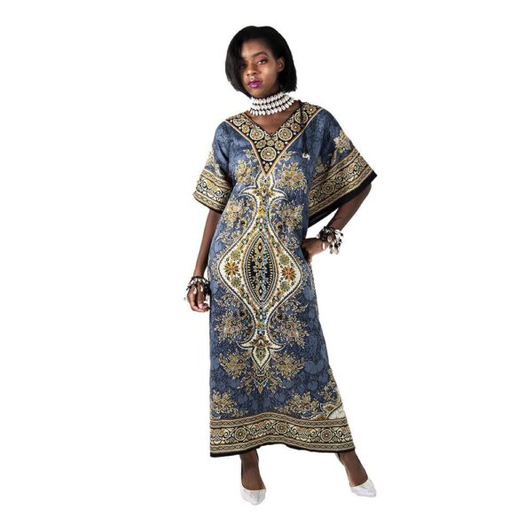 0079 - Sable Gold Tribal Print Kaftan