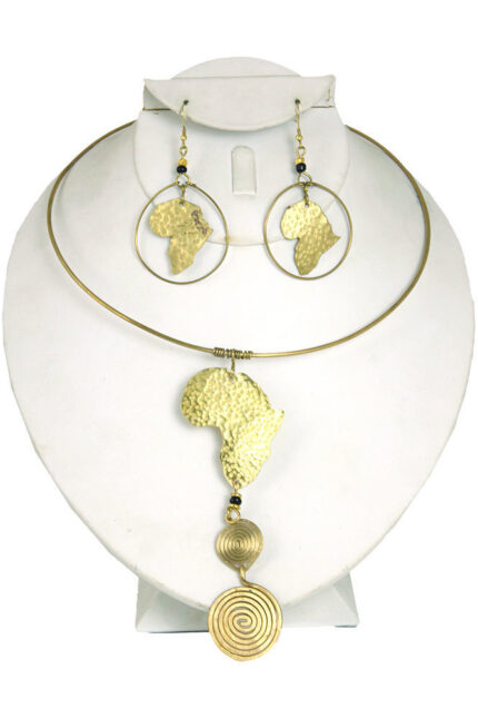 10 - Golden Legacy Africa Map Choker & Earrings Set