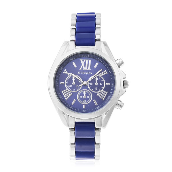 STRADA Blue Japanese Movement Watch Bracelet in Silvertone