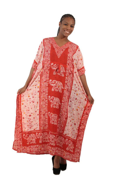 0079 - Crimson Safari Elephant Kaftan - Image 1