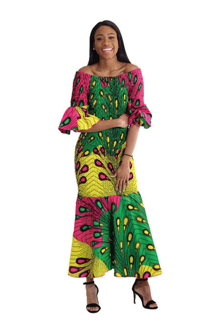 0011 - Peacock Bloom Mermaid Dress - Image 1