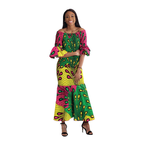 0011 - Peacock Bloom Mermaid Dress