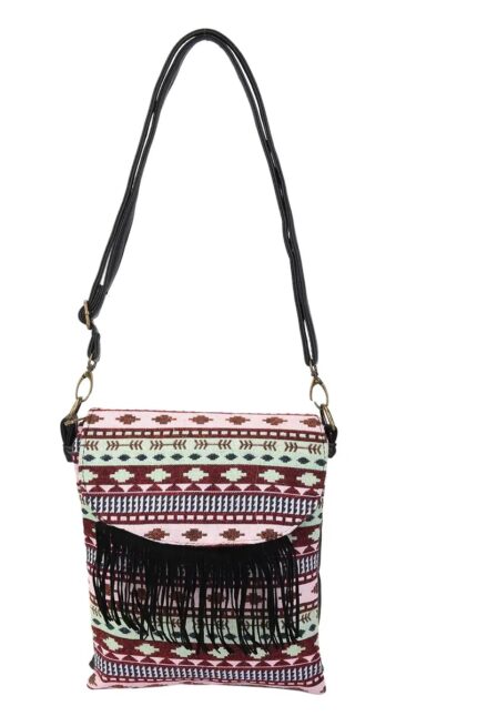 Green and Wine Red Pattern Designer Crossbody Bag