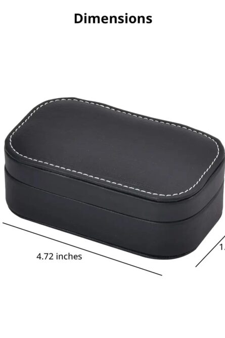 Black Faux Leather Oval Travel Jewelry Box - Image 3