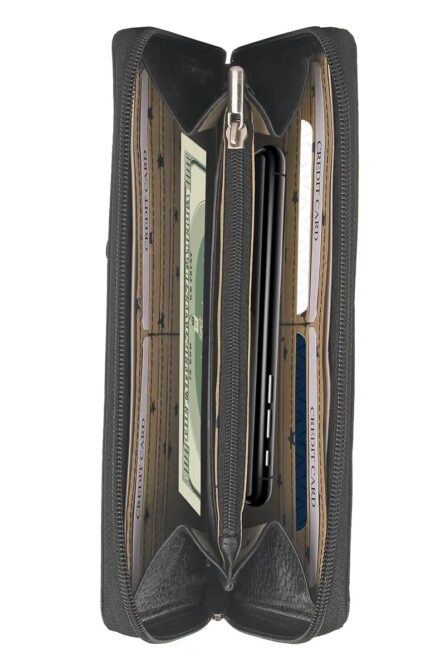 Union Code Black Genuine Leather RFID Zip Wallet (7.5”) - Image 4