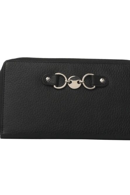 Union Code Black Genuine Leather RFID Zip Wallet (7.5”) - Image 1