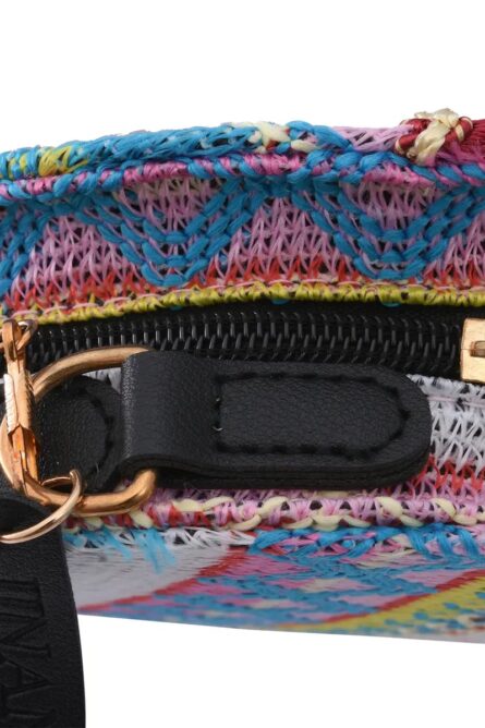 Multicolor Bohemian Mini Round Crossbody Bag with Tassels (7”) - Image 4