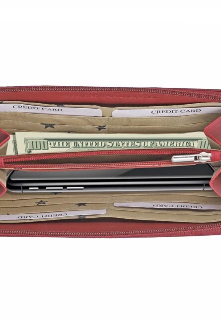 Union Code Burgundy Genuine Leather RFID Zip Wallet - Image 3