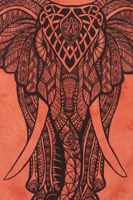 Orange Elephant Cotton Tie-Dye Tapestry - Image 3