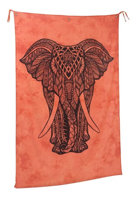 Orange Elephant Cotton Tie-Dye Tapestry - Image 2