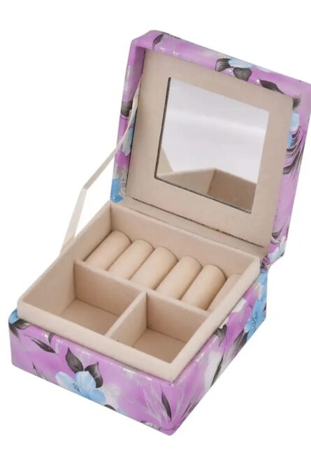 Purple Floral Faux Leather Travel Jewelry Box - Image 5