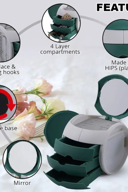 Rotating Ball-Shaped Jewelry Organizer with Mirror - Image 3