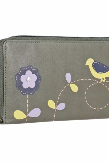 Union Code Gray Genuine Leather RFID Zip Wallet - Image 2