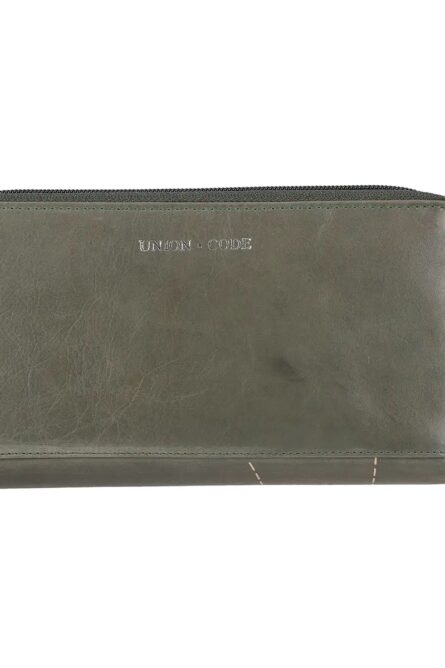 Union Code Gray Genuine Leather RFID Zip Wallet - Image 4
