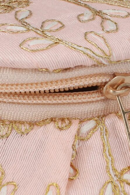 Peach Embroidered Brocade Pot Jewelry Box - Image 4