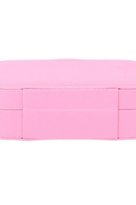 Pink Faux Leather Travel Jewelry Organizer with Mirror - Image 4