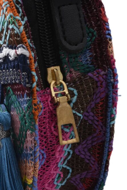 Royal Siamese Handmade Embroidered Bohemian Mini Crossbody Bag – Purple (7”) - Image 3