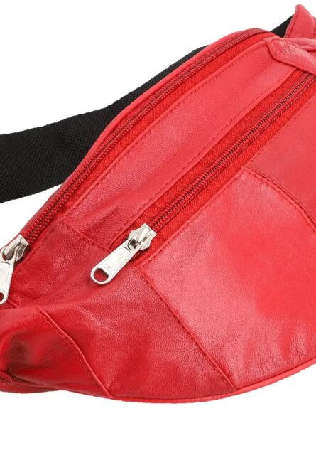 Red Genuine Leather RFID Fanny Bag - Image 3