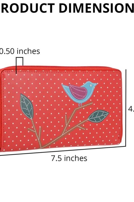 Union Code Red Color Bird Sitting on Tree Genuine Leather Wallet - Image 2
