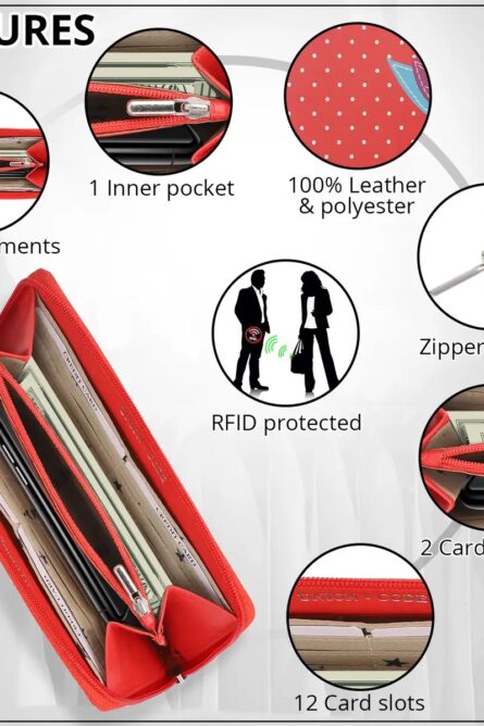 Union Code Red Color Bird Sitting on Tree Genuine Leather Wallet - Image 4