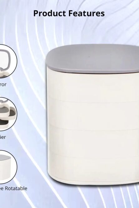 White & Gray 360° Rotating 4 Tier Jewelry Organizer - Image 3