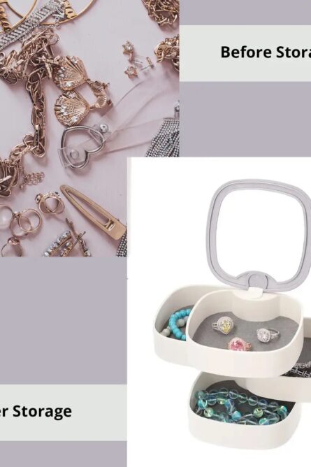 White & Gray 360° Rotating 4 Tier Jewelry Organizer - Image 2