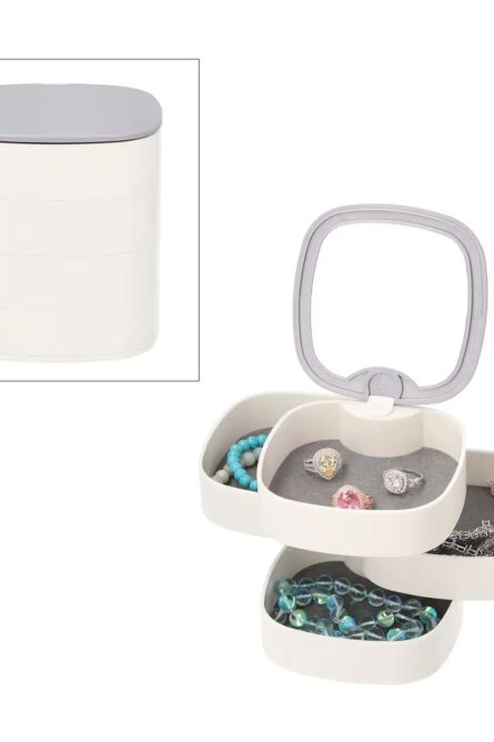 White & Gray 360° Rotating 4 Tier Jewelry Organizer - Image 1
