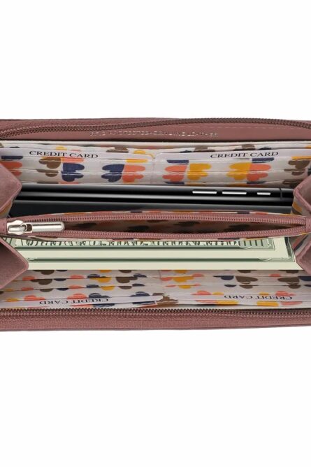 Union Code Purple Genuine Leather RFID Zip Wallet - Image 2