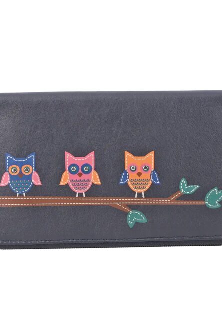 Union Code Navy RFID Protected Genuine Leather Owl Wallet - Image 1