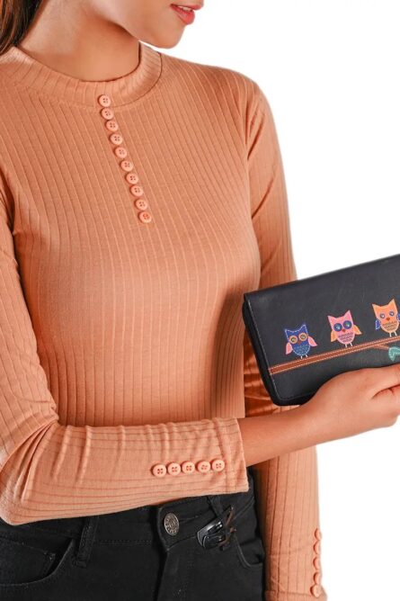 Union Code Navy RFID Protected Genuine Leather Owl Wallet - Image 6