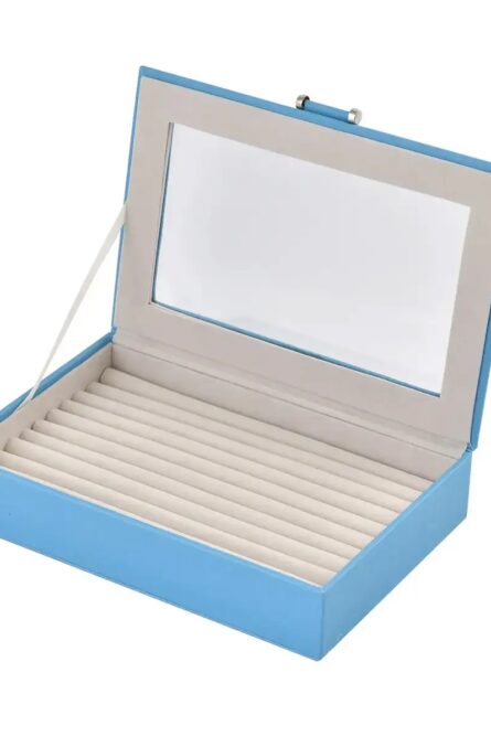 Turquoise Faux Leather Ring & Earring Display Box - Image 2