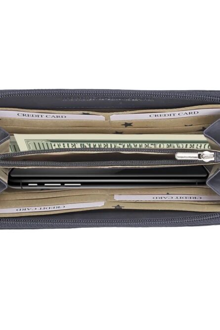 Union Code Navy RFID Protected Genuine Leather Owl Wallet - Image 4