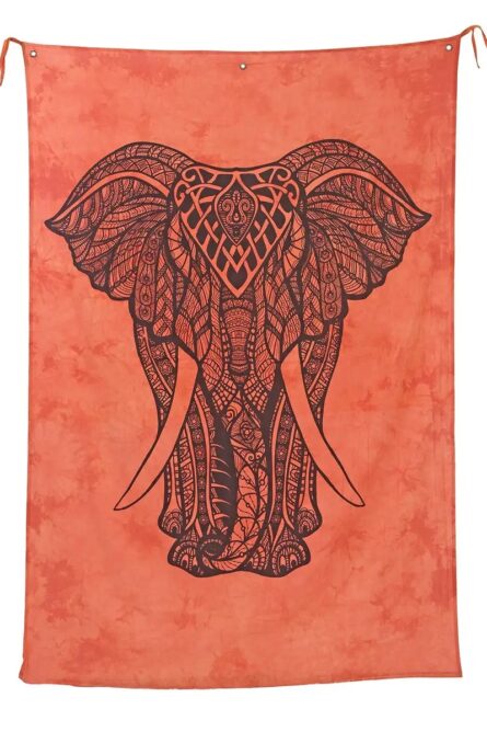 Orange Elephant Cotton Tie-Dye Tapestry - Image 5