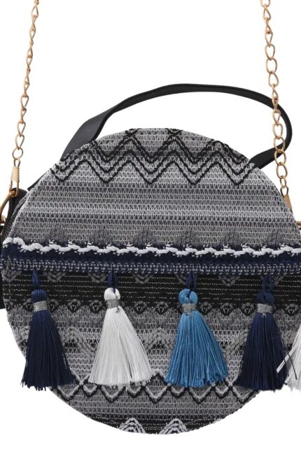 Thailand Designer Closeout, Royal Siamese Handmade Embroidery Gray Faux Leather Bag